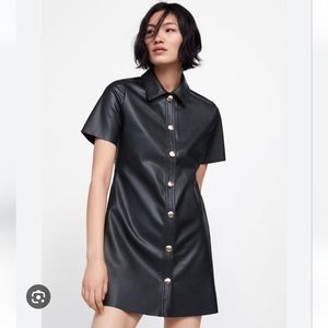 Bar lll faux leather short sleeve shirt dress w size 6